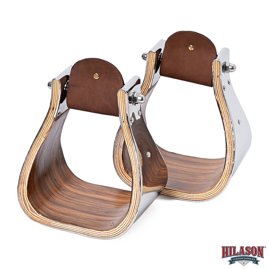 Hilason Premium Western Wooden Stirrups with Polished Metal Frame – Durable & Stylish Riding Tack