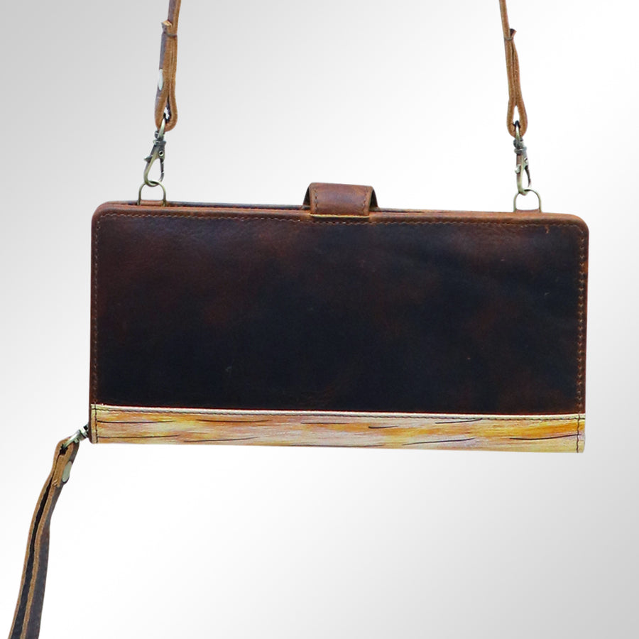 American Darling Wristlet Bag, Hand-Painted Genuine Leather, Western Vegetable Tanned Full Grain Leather Wallet Bag