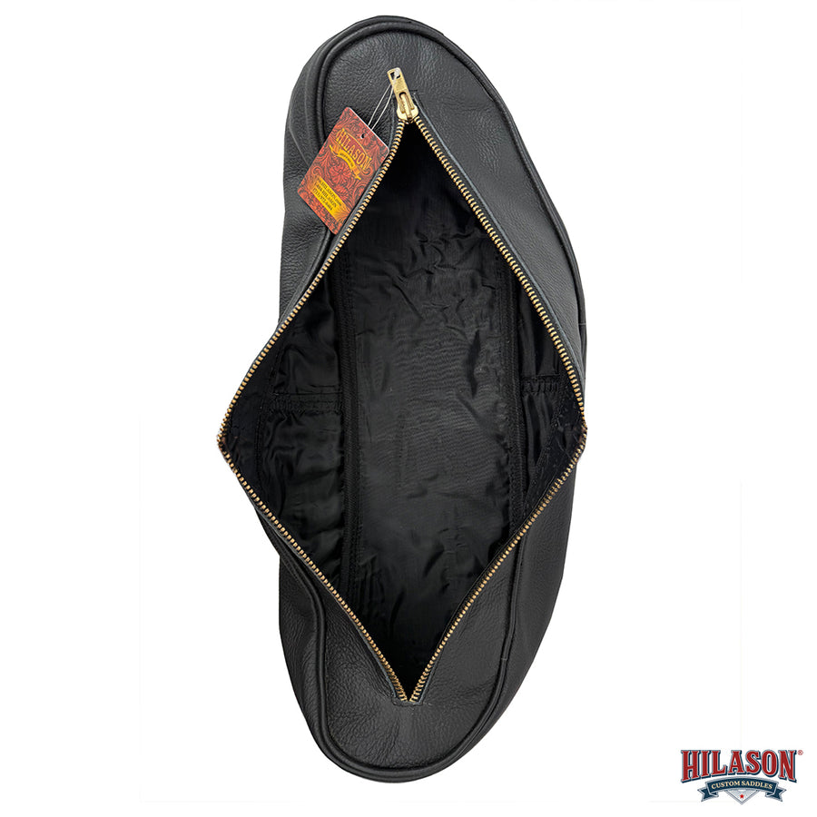 Hilason Western Saddle Cantle Bag Black Leather Zippered Storage Pouch