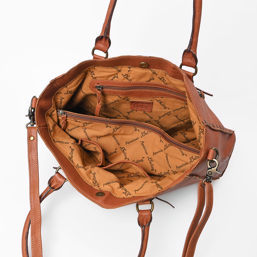 Magnolia Rodeo Genuine Leather Embroidered Tote Bag Black | Houston Livestock Show and Rodeo