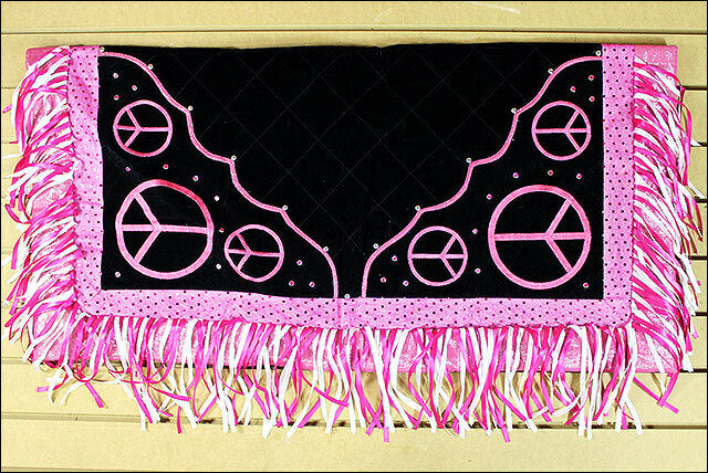 New Hilason Western Show Barrel Racing Rodeo Saddle Blanket Pad Black Peace Sign