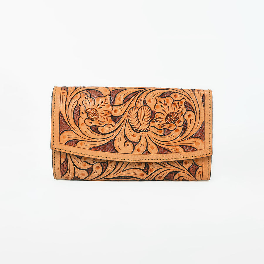 OHLAY Wallet Hand Tooled Genuine Leather Women Bag Western Handbag Purse | Womens Handbags |Leather Belt for Summer