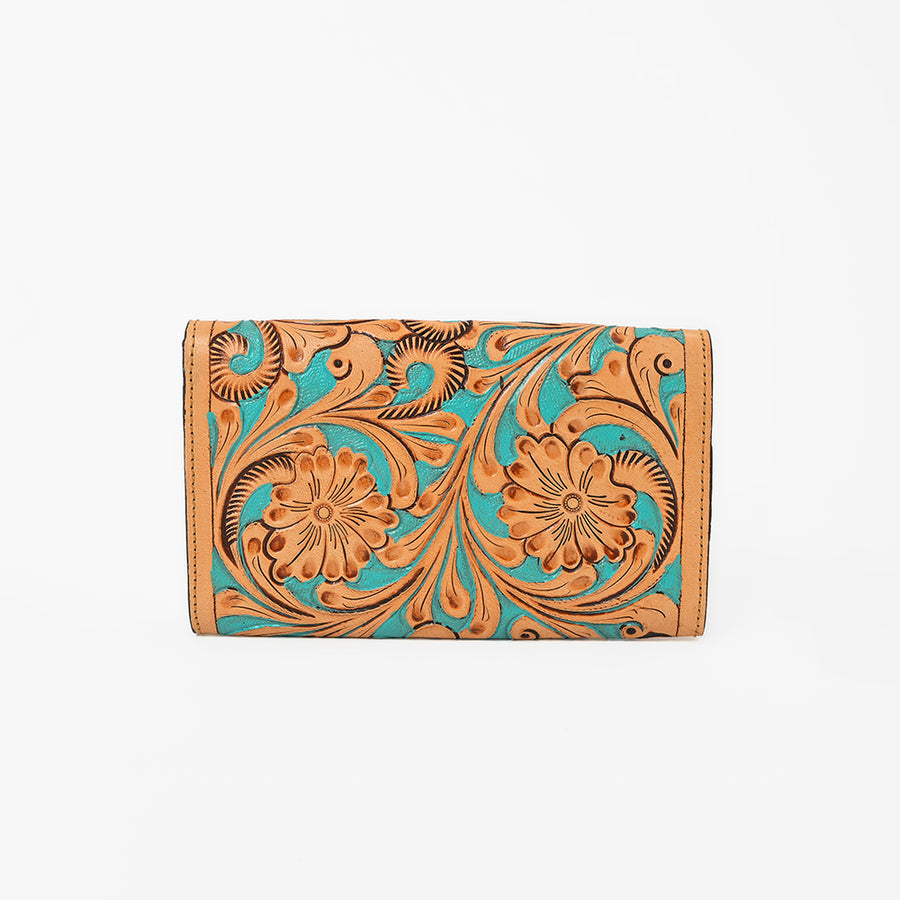 OHLAY Wallet Hand Tooled Genuine Leather Women Bag Western Handbag Purse | Womens Handbags |Leather Belt for Summer