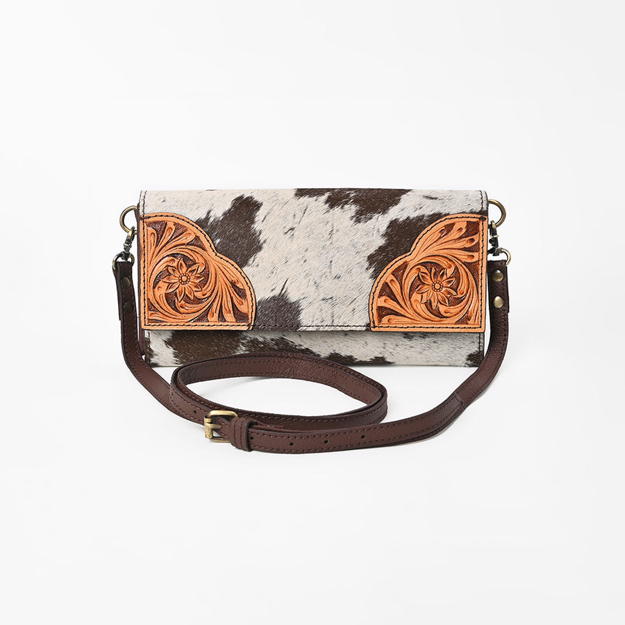 OHLAY Wallet Hand Tooled Hair-On Genuine Leather Women Bag Western Handbag Purse | Womens Handbags |Leather Belt for Summer