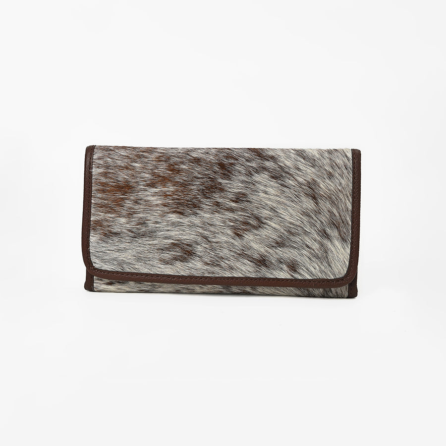 Ohlay Genuine Leather Hair-On Cowhide Long Clutch Wallet Western Purse