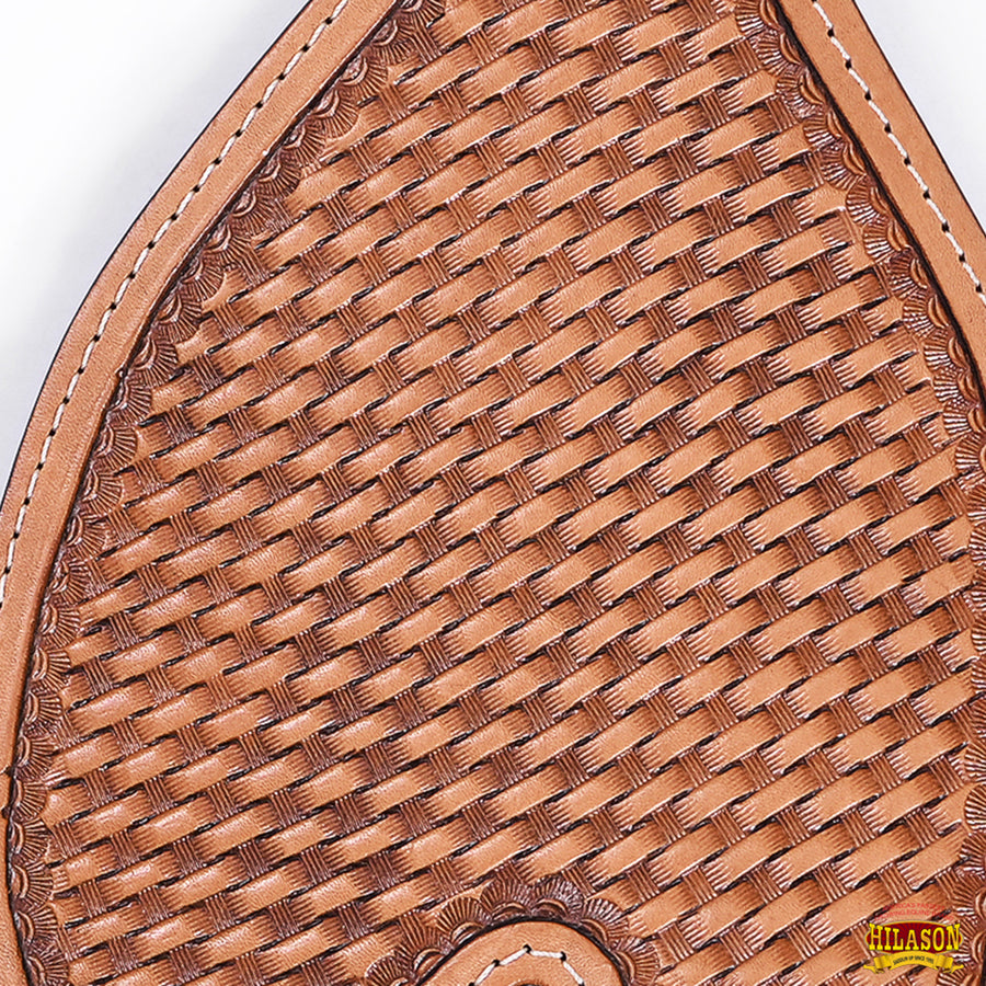 HILASON Youth Western Saddle Replacement Fenders, Genuine Leather Short Fenders, Basket Weave, Adjustable Buckles