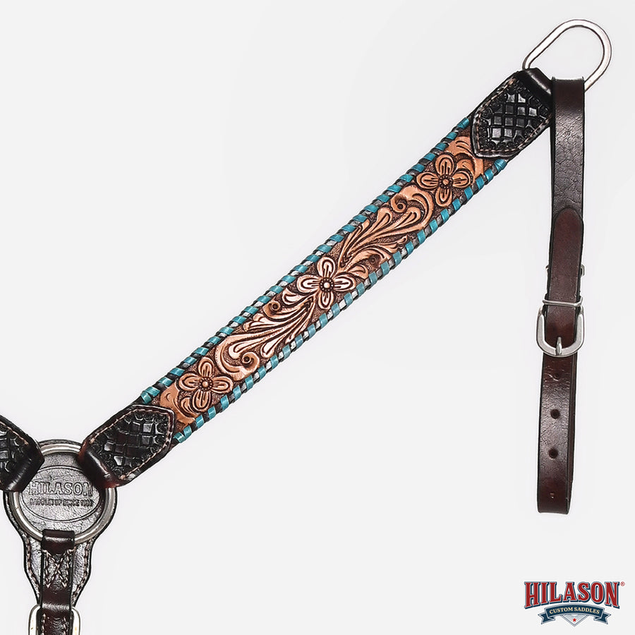 HILASON Western Horse Headstall & Breast Collar American Leather Floral Carving