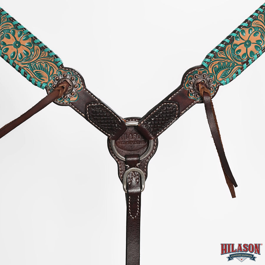 HILASON Western Horse Headstall Breast Collar Tack American Leather Floral Carving | Tack for Horses