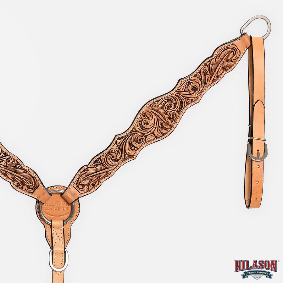HILASON Western Horse Floral Headstall Breast Collar One American Leather Tack Set