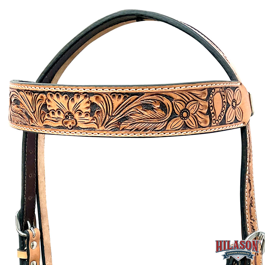 HILASON Western Horse Headstall Breast Collar Tack American Leather Tan | Set for Horses