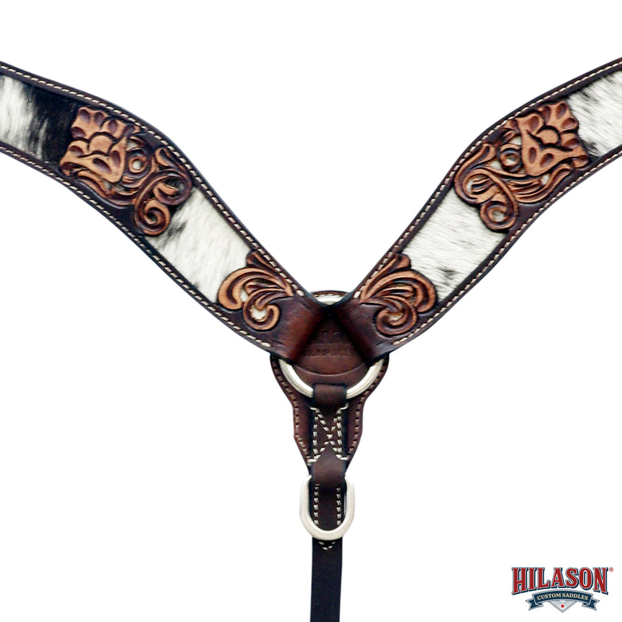 Hilason Horse Floral Hand Carved American Leather Breast Collar Headstall Brown
