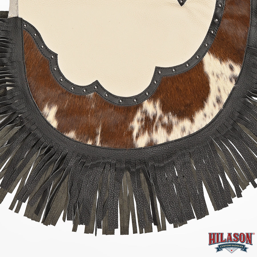 HILASON Bull Riding Chinks Rodeo Bronc Smooth Leather White Adult | Handmade Chaps Western for Adults Hand Tooled