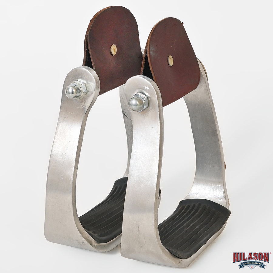 HILASON Western Saddle Stirrup Stirrups Pair Engraved Brass Copper Overlays Turquoise Inlay Rubber Tread Aluminum Pair