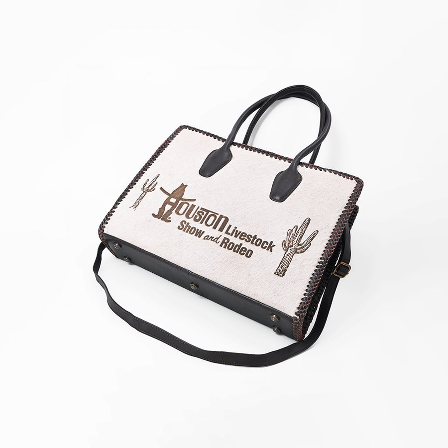 Sandy Rodeo Genuine Hair-on Leather Tote Bag Western Statement Handbag | Houston Livestock Show and Rodeo