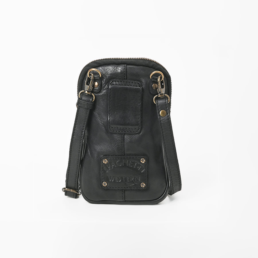 Spaghetti Western Ventello Multi-Zip Utility Sling Bag Leather Crossbody