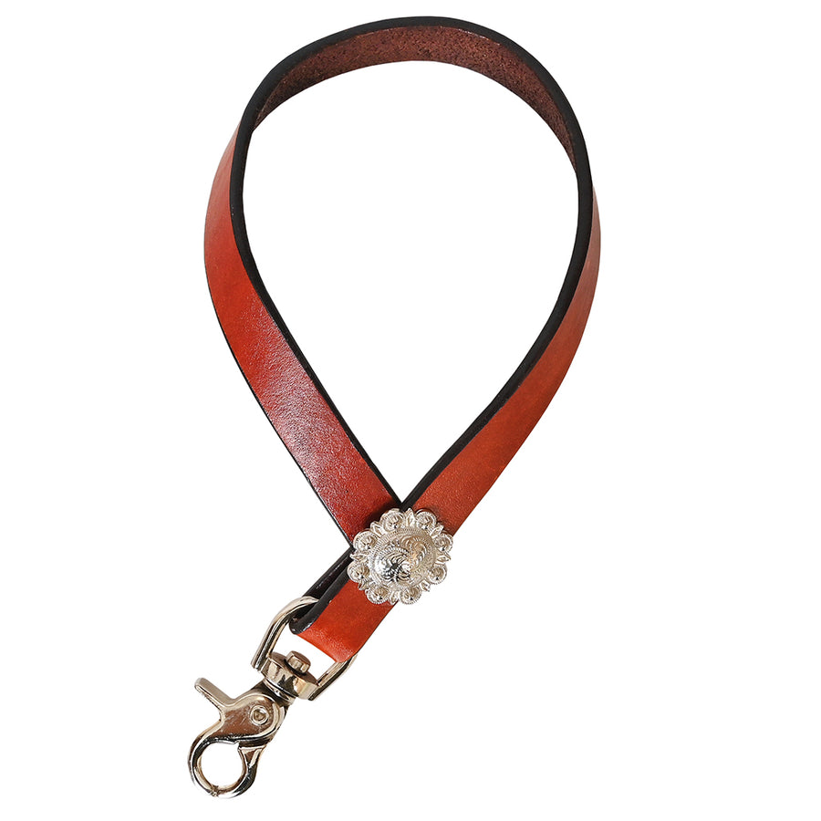 Brown leather lead rope with silver concho - Uhorse