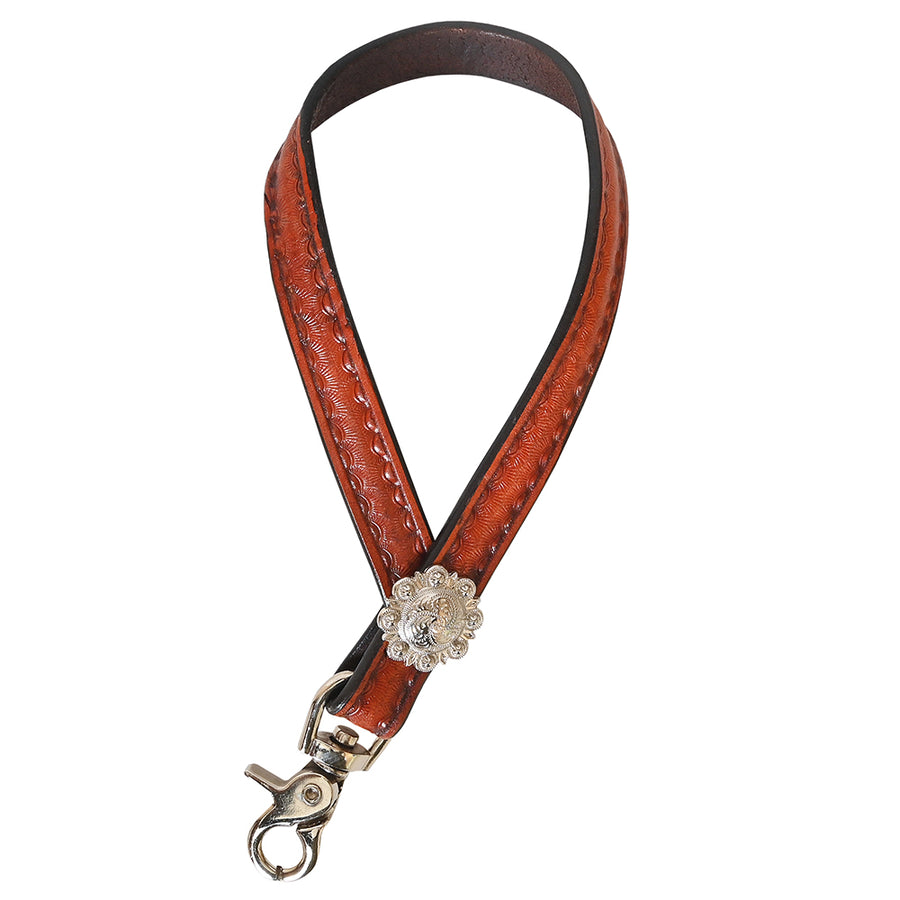 Red leather western lead rope with silver concho hardware - Uhorse