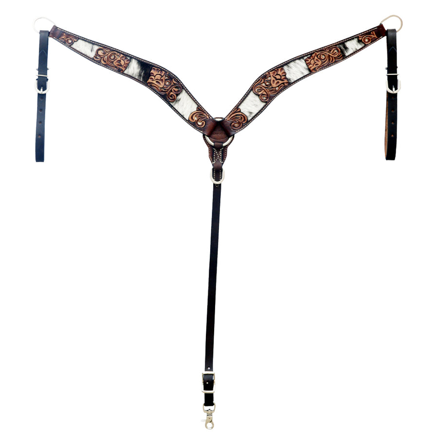Hilason Western Horse Floral Hand Carved American Leather Breast Collar Brown - Uhorse