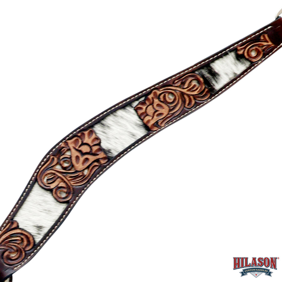 Hilason Horse Floral Hand Carved American Leather Breast Collar Headstall Brown