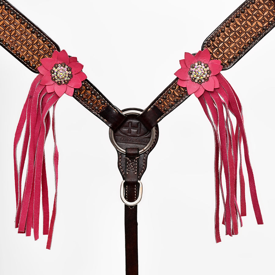Bar H Equine American Leather Horse Saddle Tack One Ear Headstall Breast Collar Browband Wither Strap Set