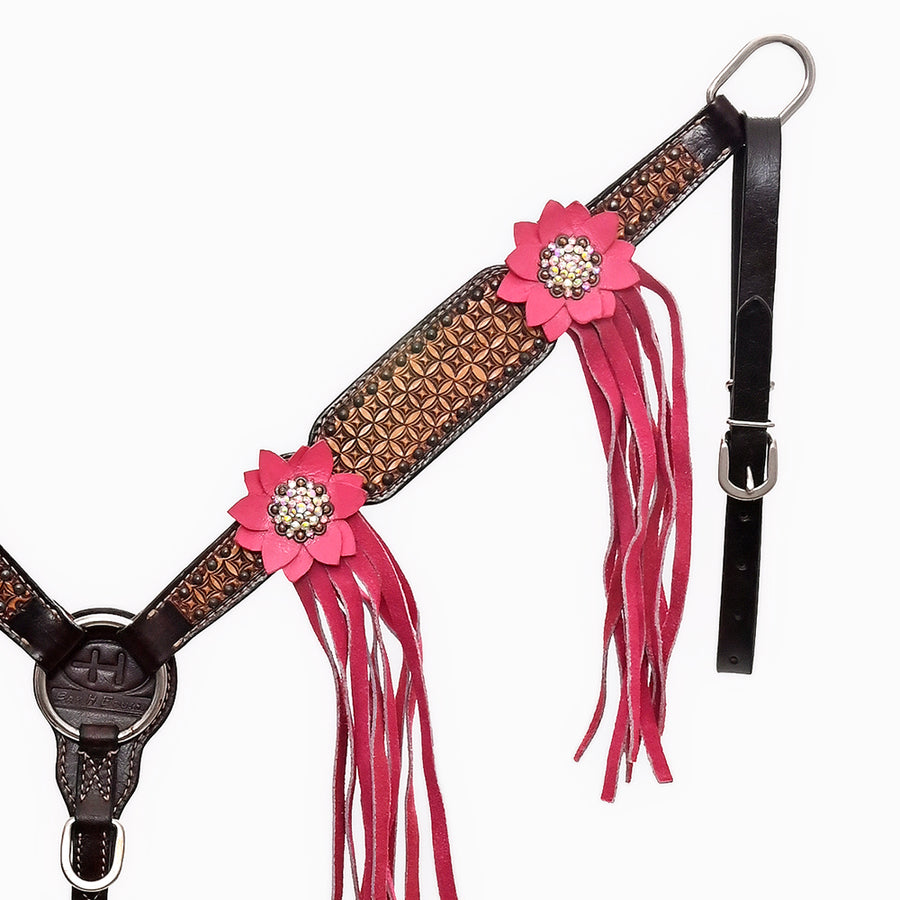 Bar H Equine American Leather Horse Saddle Tack One Ear Headstall Breast Collar Browband Wither Strap Set