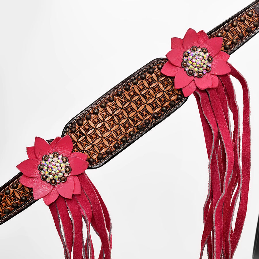Bar H Equine American Leather Horse Saddle Tack One Ear Headstall Breast Collar Browband Wither Strap Set