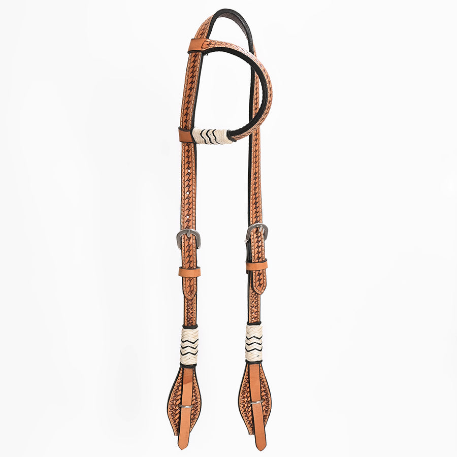 Bar H Equine American Leather Horse Saddle Tack One Ear Headstall | Breast Collar Browband Wither Strap Set BER279