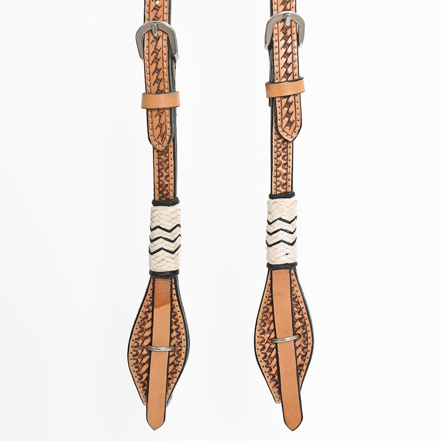 Bar H Equine American Leather Horse Saddle Tack One Ear Headstall | Breast Collar Browband Wither Strap Set BER279