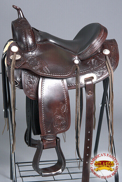 Hilason Western Horse Treeless Trail Pleasure Leather Saddle Brown