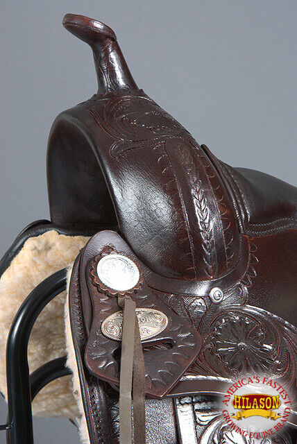 Hilason Western Horse Treeless Trail Pleasure Leather Saddle Brown
