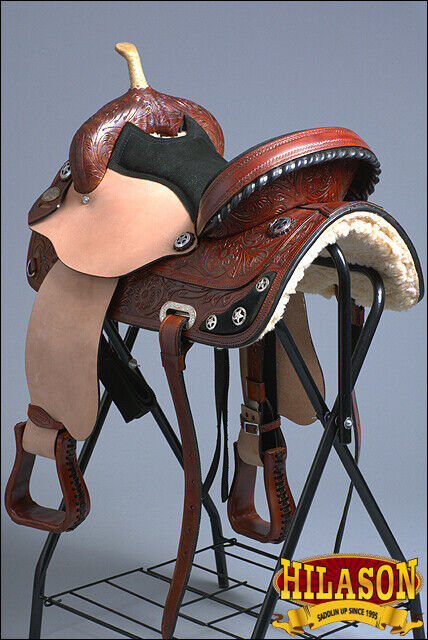 HILASON Western Horse Treeless Trail Barrel American Leather Saddle | for Horses