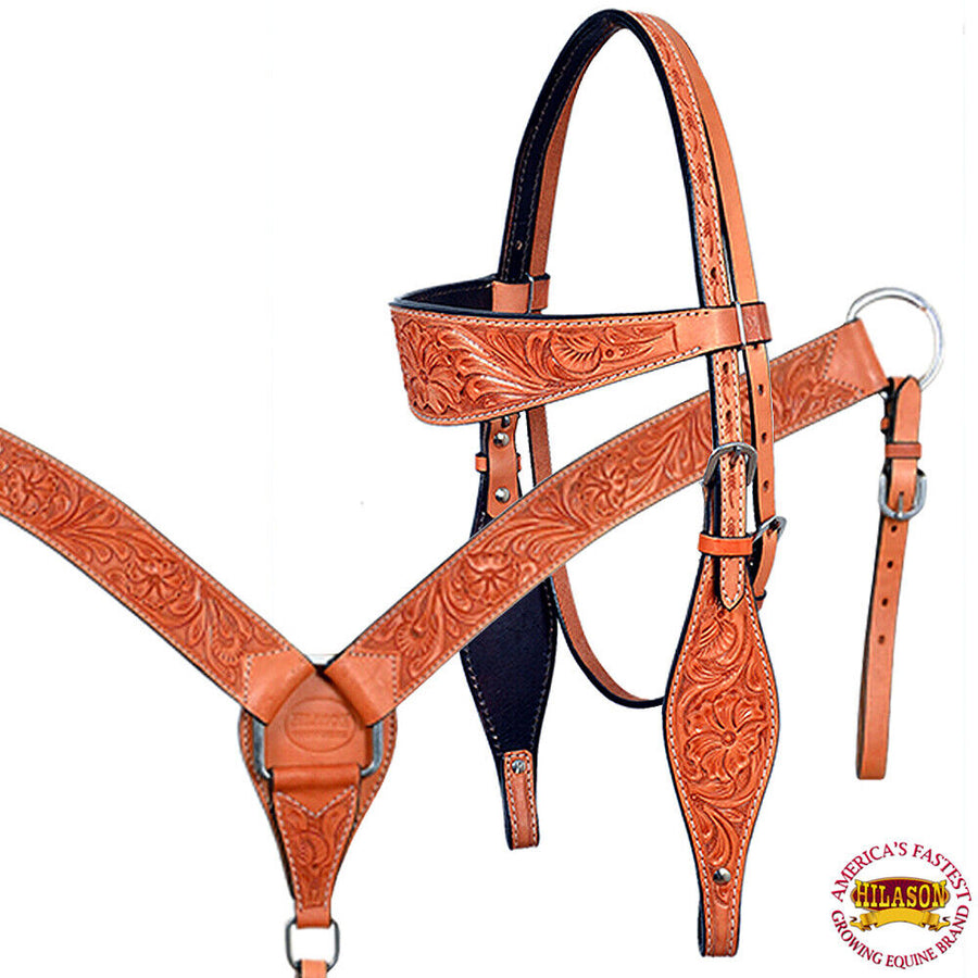 HILASON Western Horse Treeless Saddle American Leather Trail Barrel Tack | for Horses