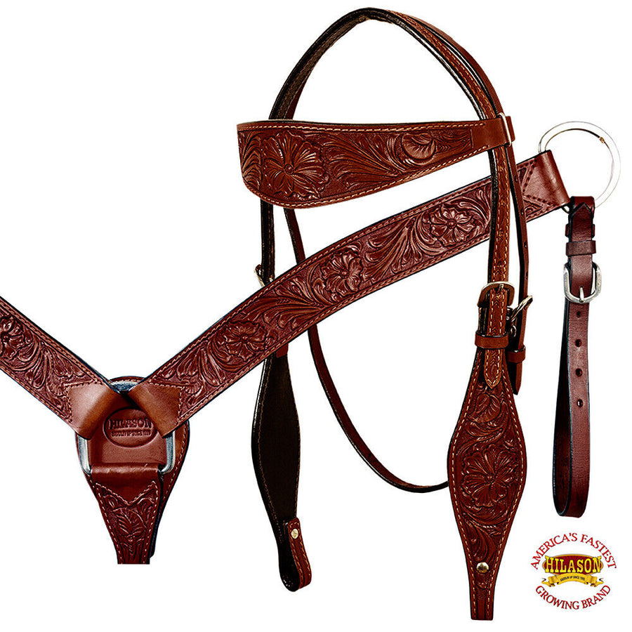 HILASON Western Horse Treeless Saddle American Leather Trail Barrel Tack | for Horses