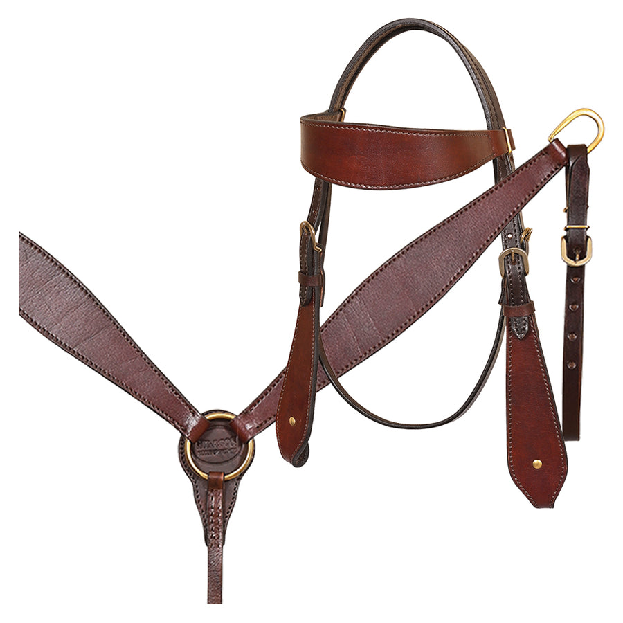 Hilason 14 In Western Saddle Leather Trail Horse Tack Set Brown