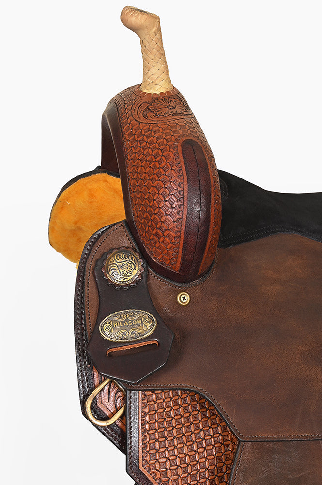 Hilason Western Leather Trail Tack Set Hand Tooled Saddle Brown