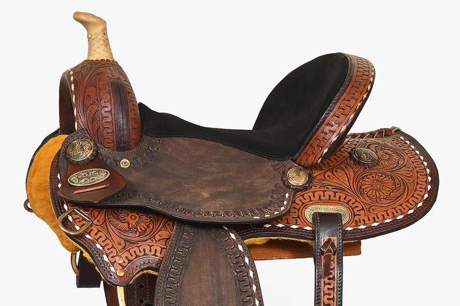 Hilason Kids Miniature Pony Barrel Racing American Leather Saddle Tack Set