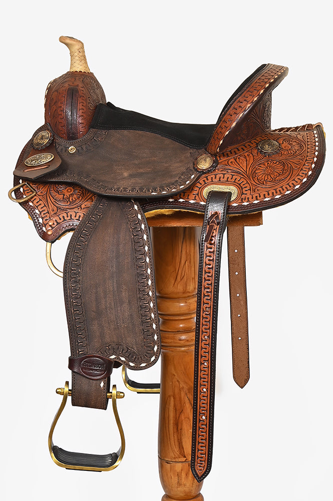Hilason Kids Miniature Pony Barrel Racing American Leather Saddle Tack Set