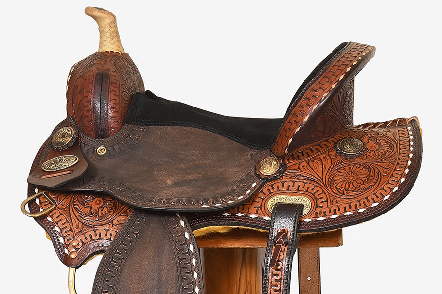 Hilason Kids Miniature Pony Barrel Racing American Leather Saddle Tack Set