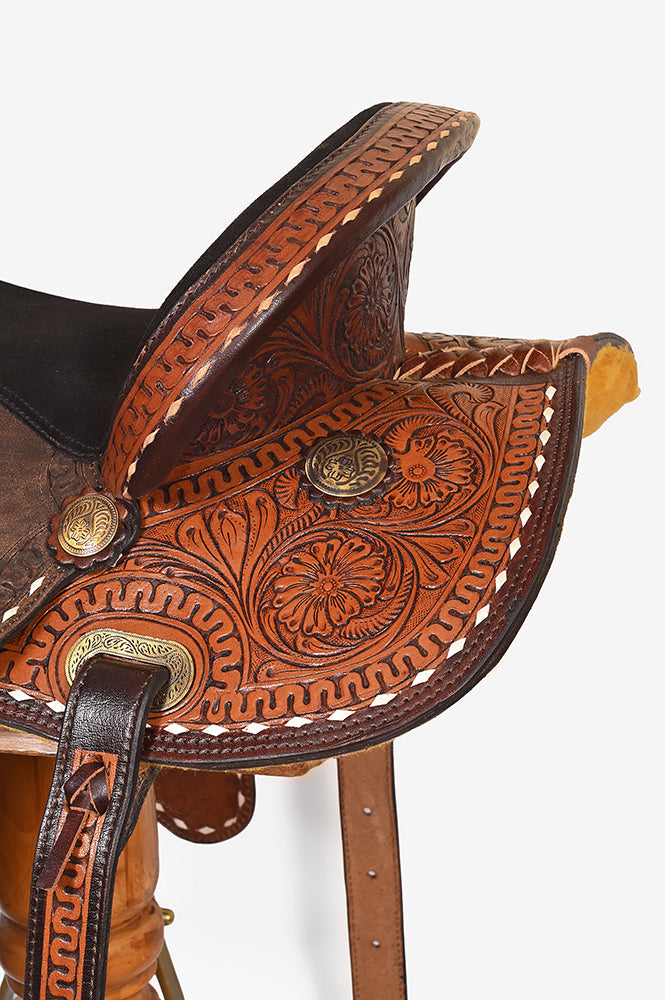 Hilason Kids Miniature Pony Barrel Racing American Leather Saddle Tack Set