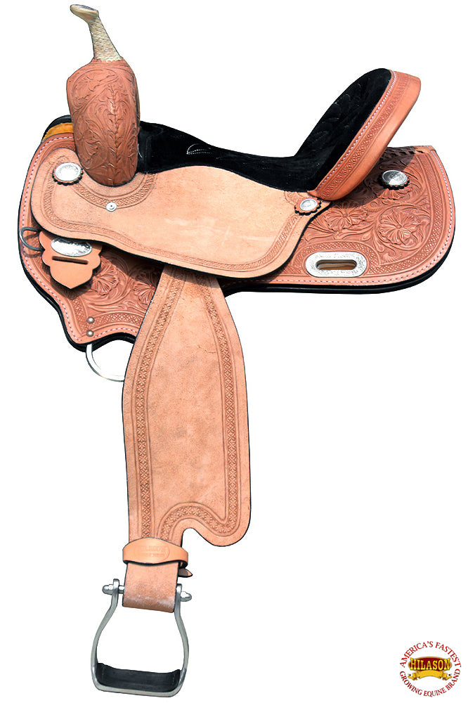 15 In Western Horse Barrel Saddle Trail Pleasure Leather Natural