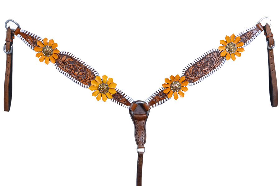 Hilason Western Horse Breast Collar Leather Bling Brown