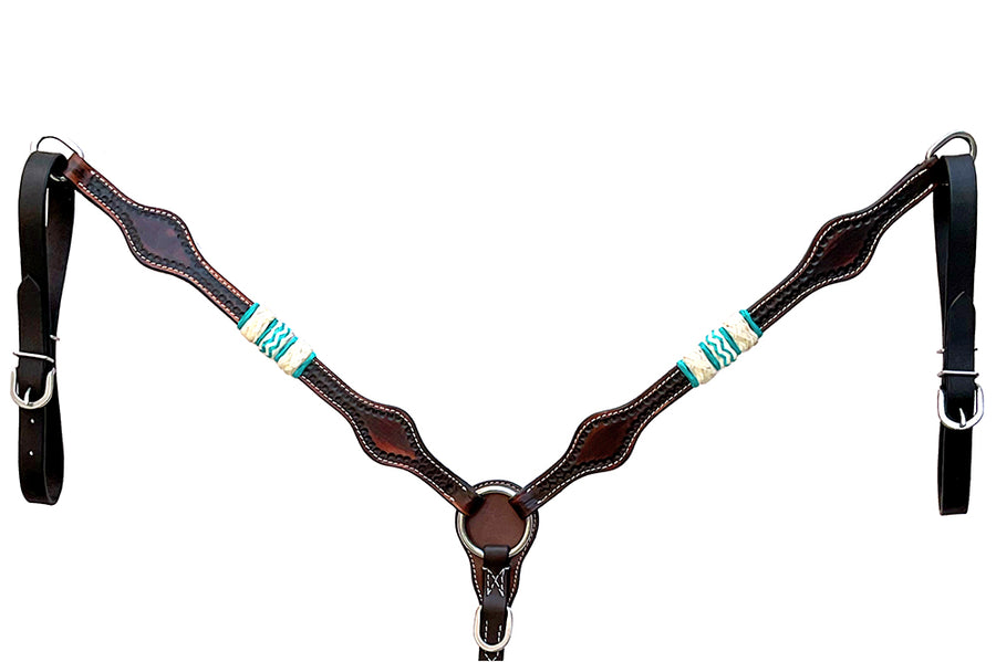 Hilason Western Horse Breast Collar Rawhide Braided American Leather Brown