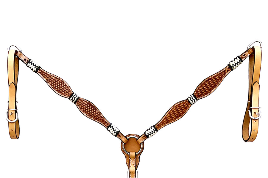 Hilason Western Horse Breast Collar Rawhide Braided American Leather Tan