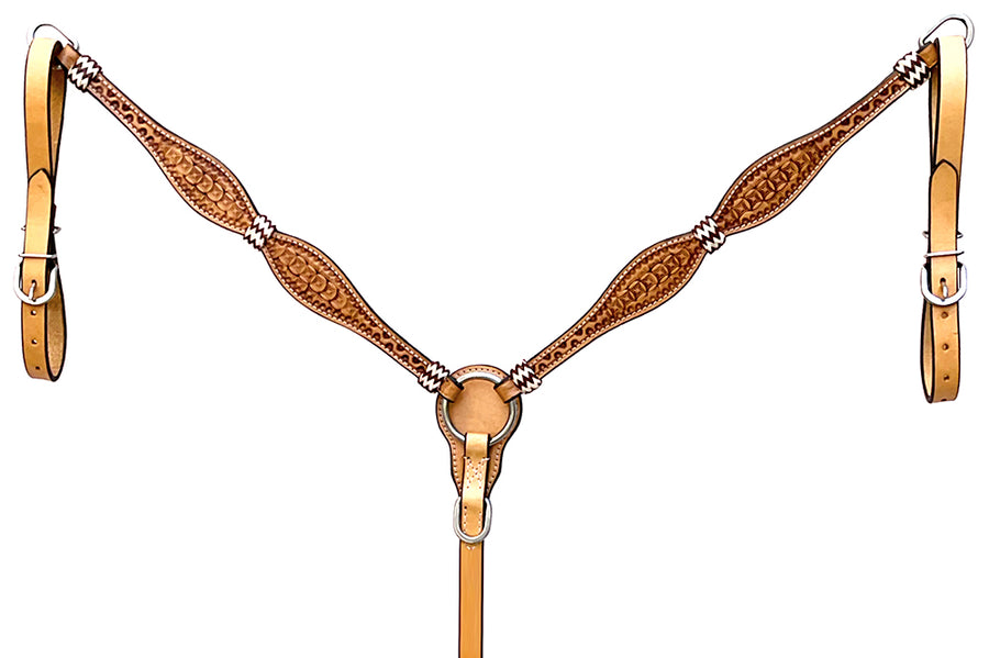 Hilason Western Horse Breast Collar Rawhide Braided American Leather Tan