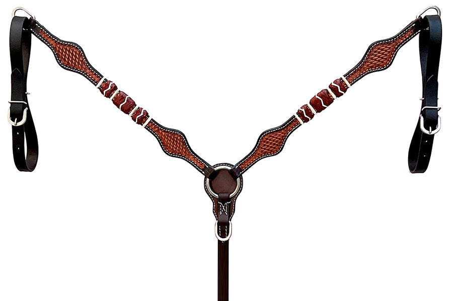 Hilason Western Horse Breast Collar Rawhide Braided American Leather Brown