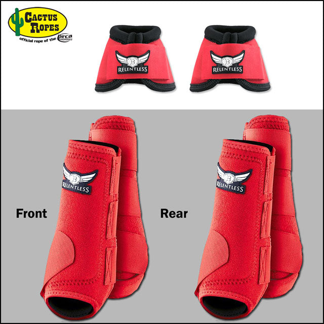 Red Cactus Ropes Trevor Brazile Relentless Front Rear Sport Bell Boot 6 Pack Horse Leg Small Medium Large