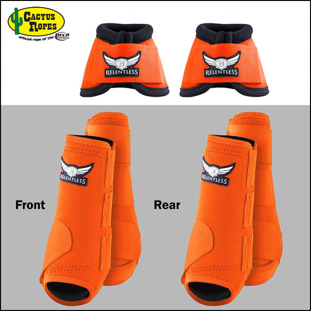 Orange Cactus Ropes Trevor Brazile Relentless Front Rear Sport Bell Boot 6 Pack Horse Leg Small Medium Large