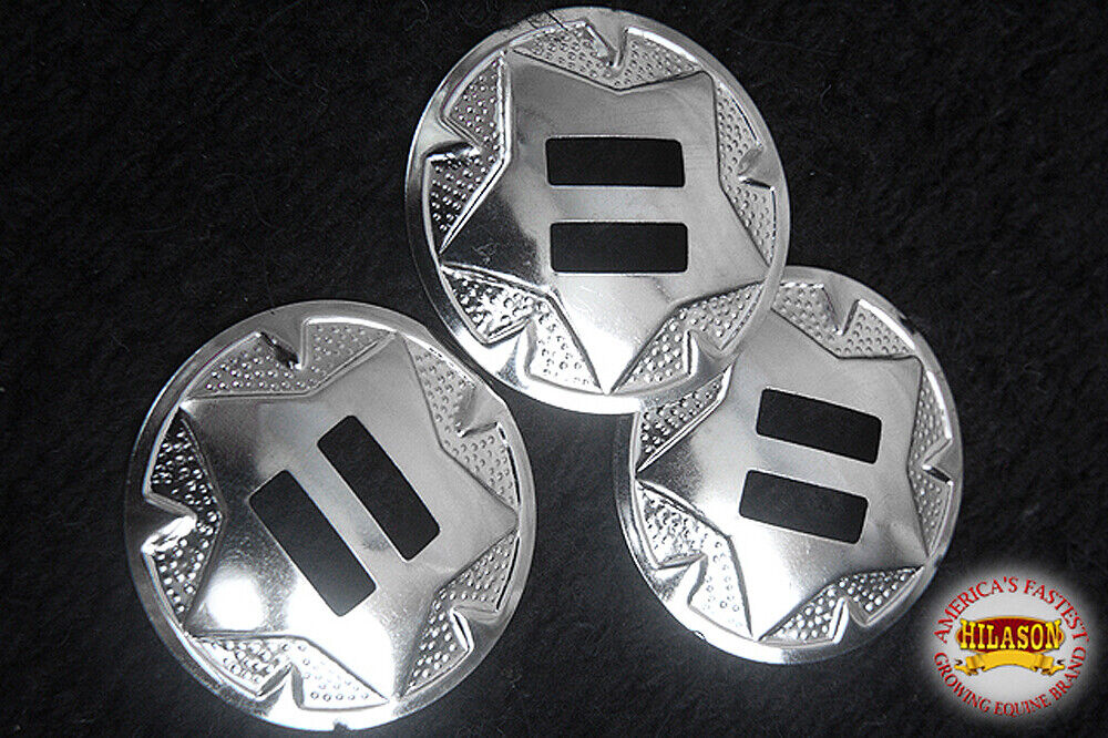 1-1/4" Horse Western Tack Nickel Plated Stamped Slotted Concho 4 Pcs.