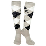 10-12 Horze Holly Argyle Fabric Cotton Ladies Pair Knee Socks String Beige