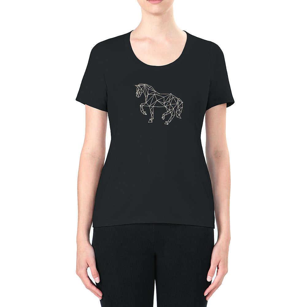Medium Irideon Celestial Horse Printed Cotton Fitted Swing Tee Shirt